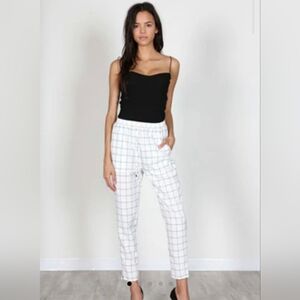 Winter White & Black Windowpane Ankle Pants Size 2